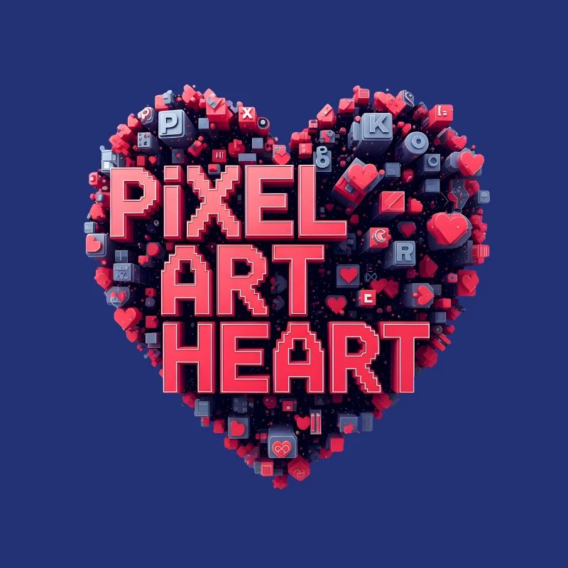Collage de cœurs en pixel art