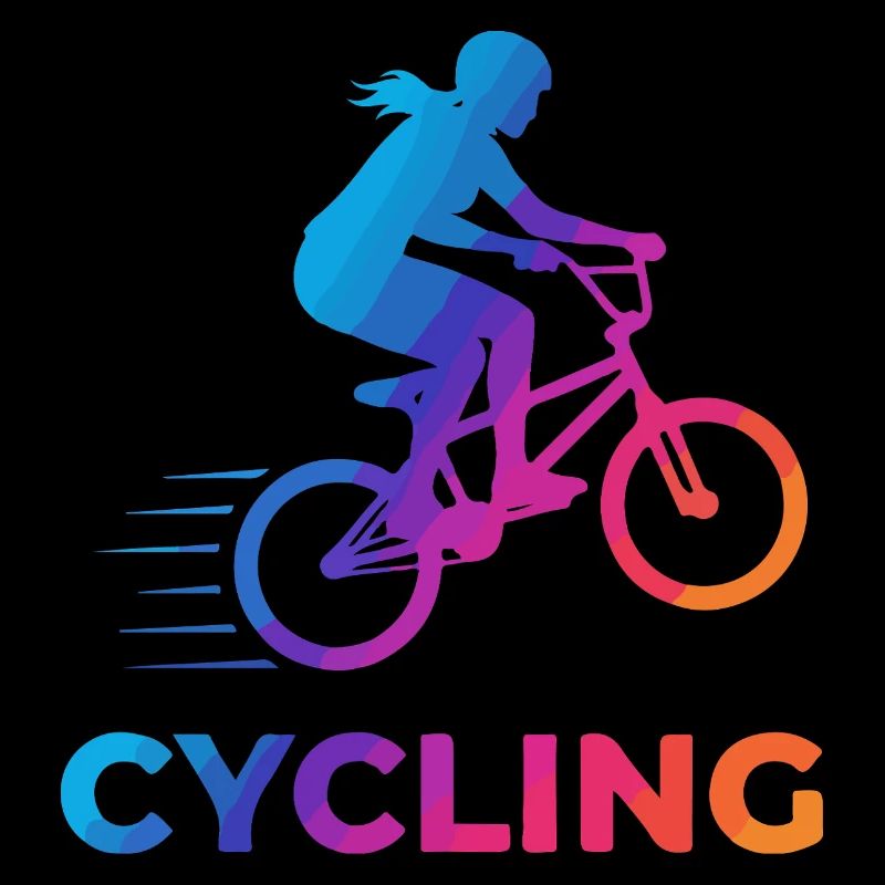 BMX Girl Cyclist Silhouette Gradient