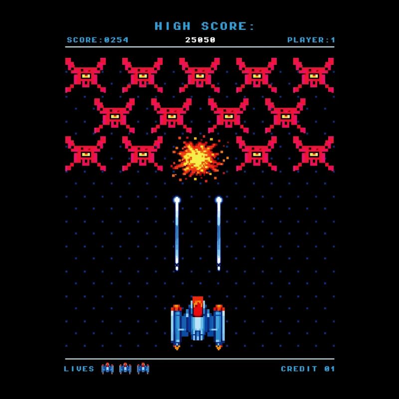 Retro Arcade 80s Pixel Alien Gamer Vintage