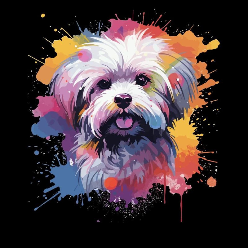 Art éclaboussuré de chien maltais coloré