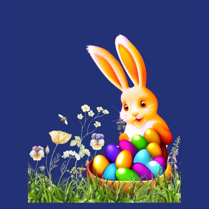 Easter bunny with colorful eggs