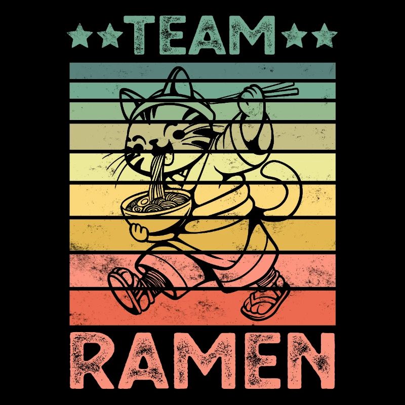 Le chat mange des nouilles ramen