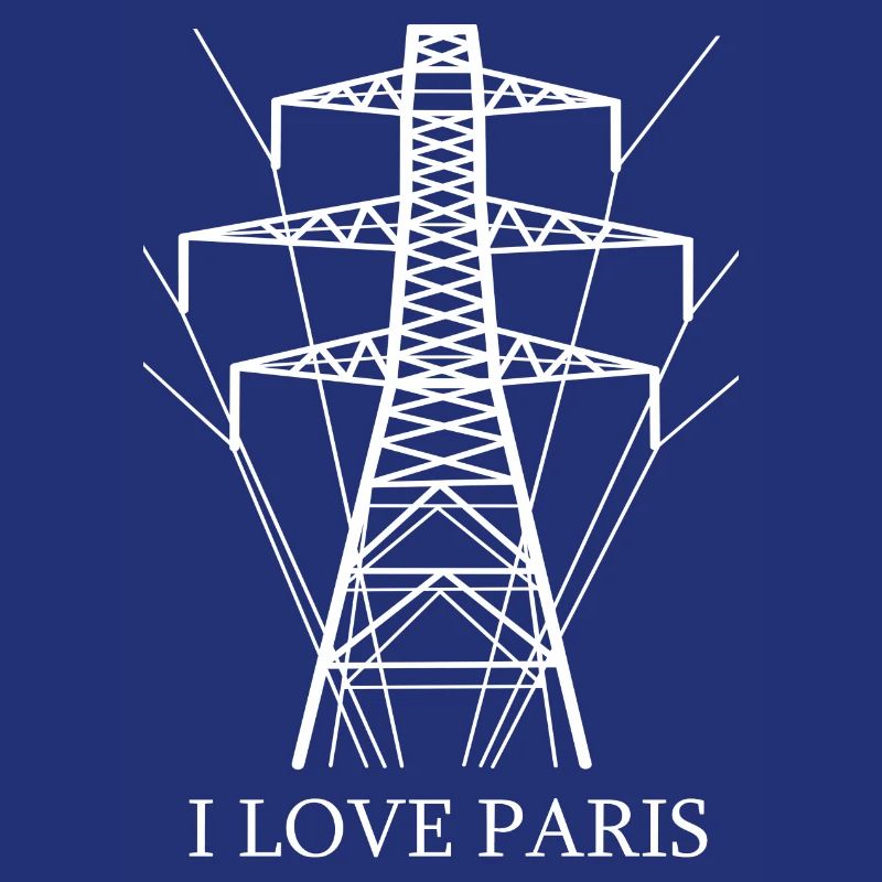 Ironisch Ich liebe Paris Eiffelturm als Strommast