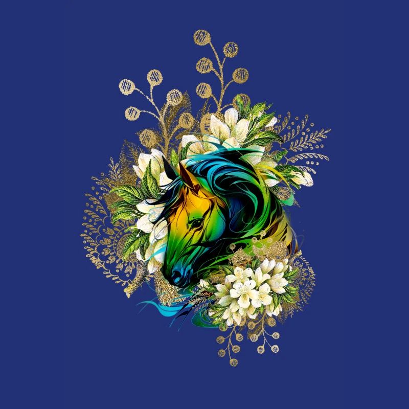 Wunderschönes buntes Pferd mit Blumen,