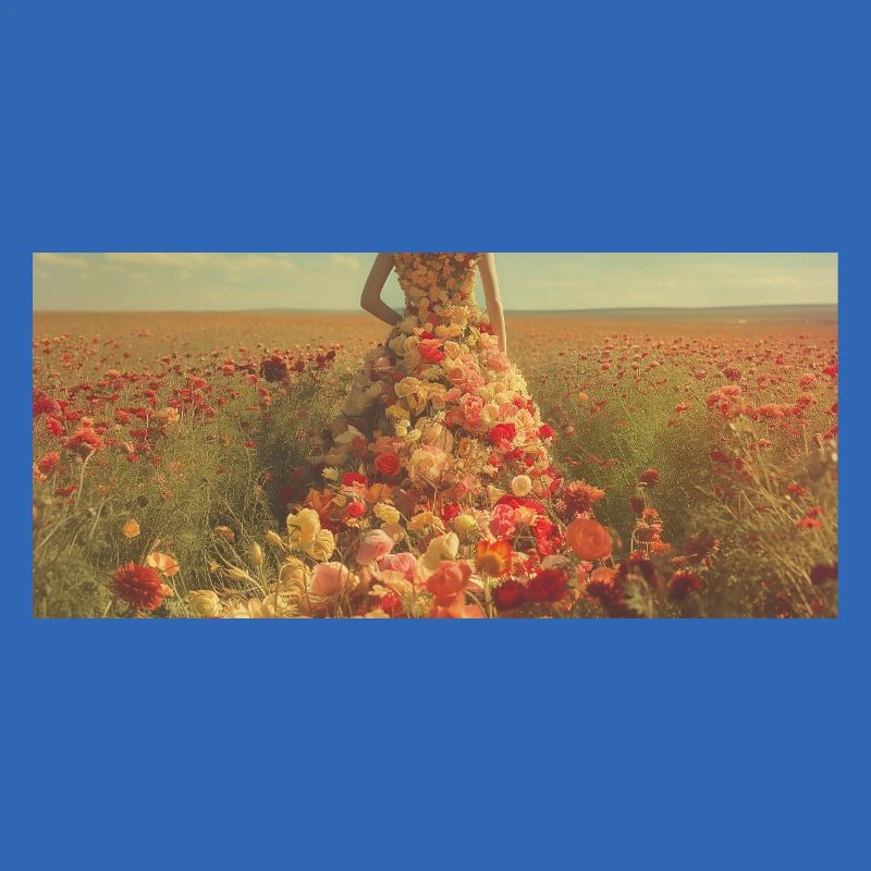 Robe fleurie dans une mer de fleurs