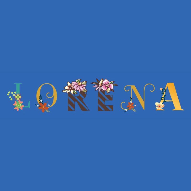 LORENA Name Art avec fleurs brodées