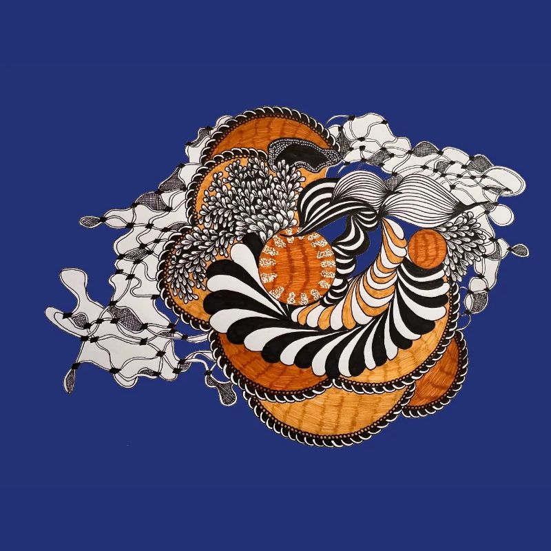Orange Spiral Black and White Pattern