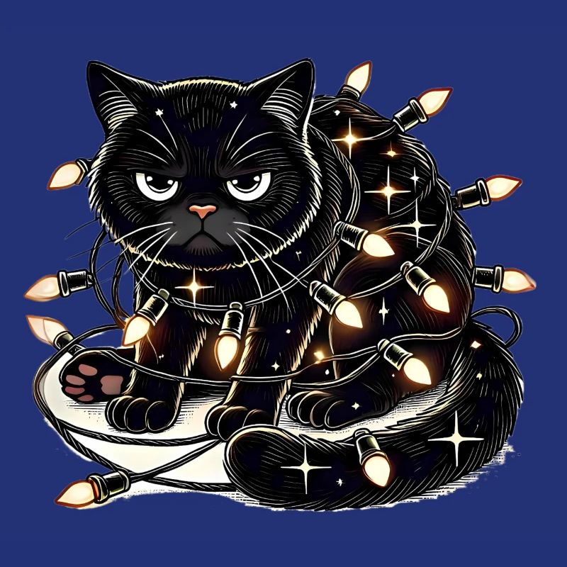 Grumpy Christmas Cat. Meow but please without tinsel