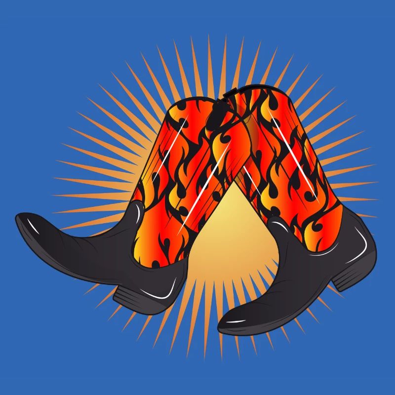 extravagant western boots with flame pattern