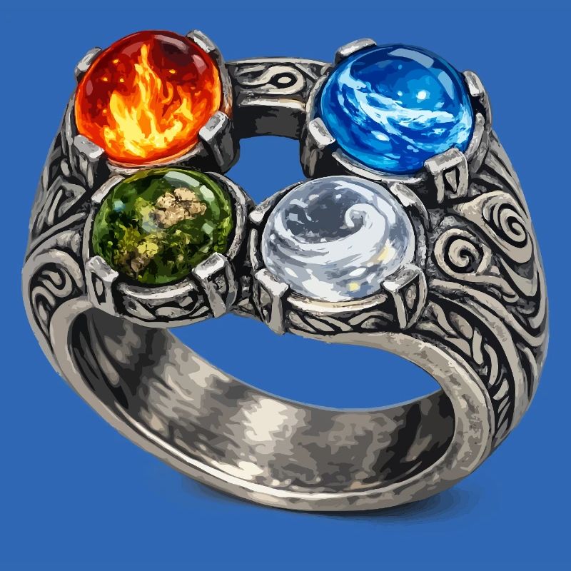 Four Elements Ring with Gemstones