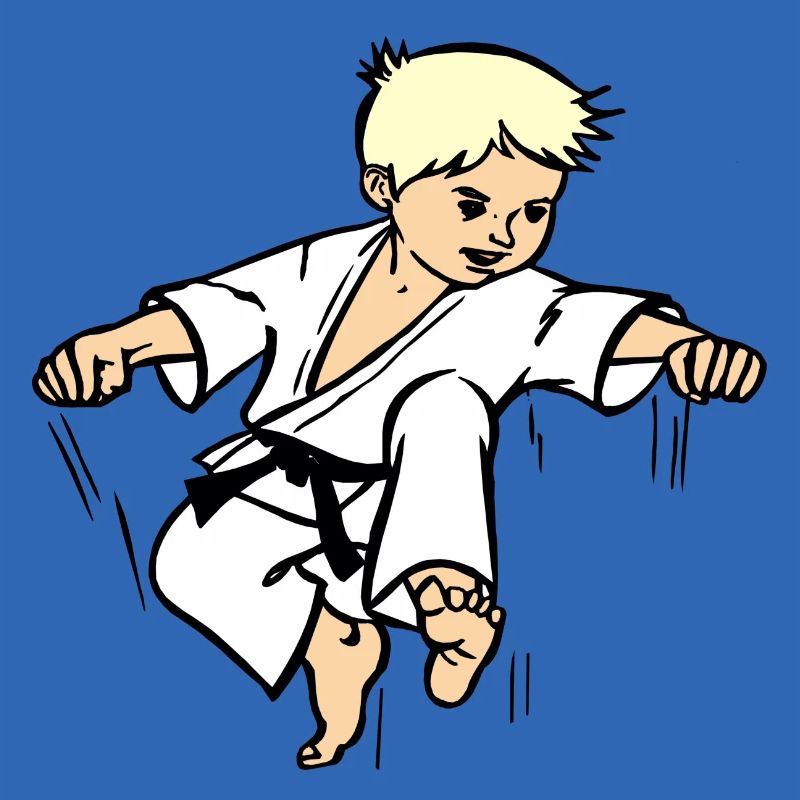 Karatekind oder Judokind mit schwarzem Gürtel