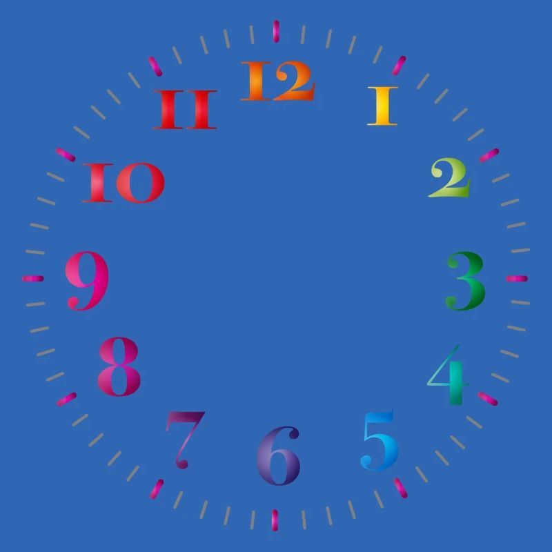 Dial with colored digits without clock hands