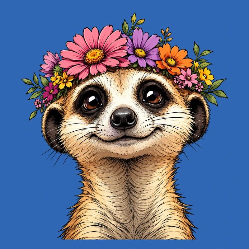 Erdmännchen mit Blumenschmuck 