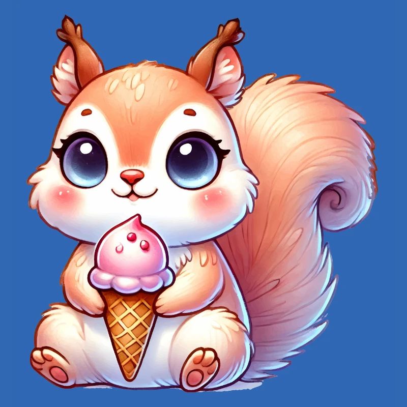 Das niedliche Eichhörnchen genießt ein buntes Eis
