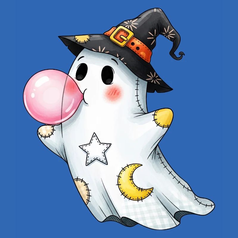 Patchwork Cartoon Geist mit Kaugummiblase