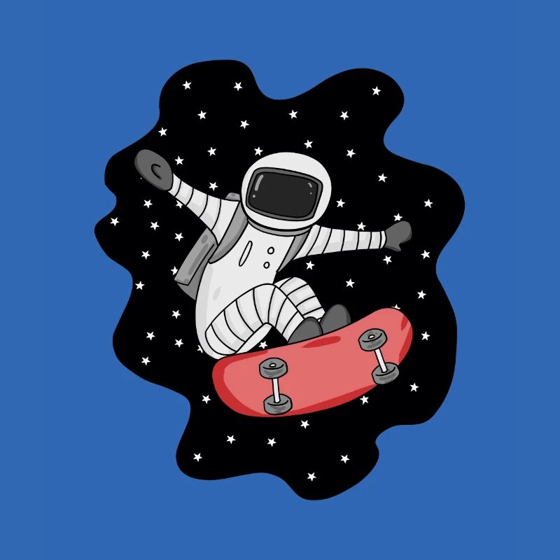 Astronaute avec skateboard dans l’espace