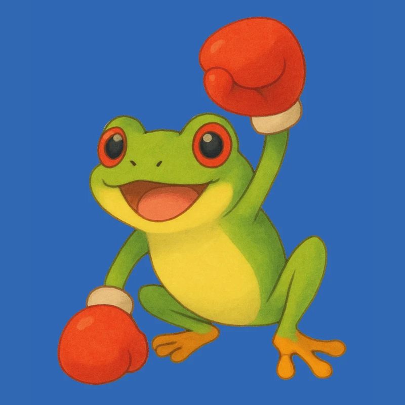 Frosch mit Boxhandschuhen
