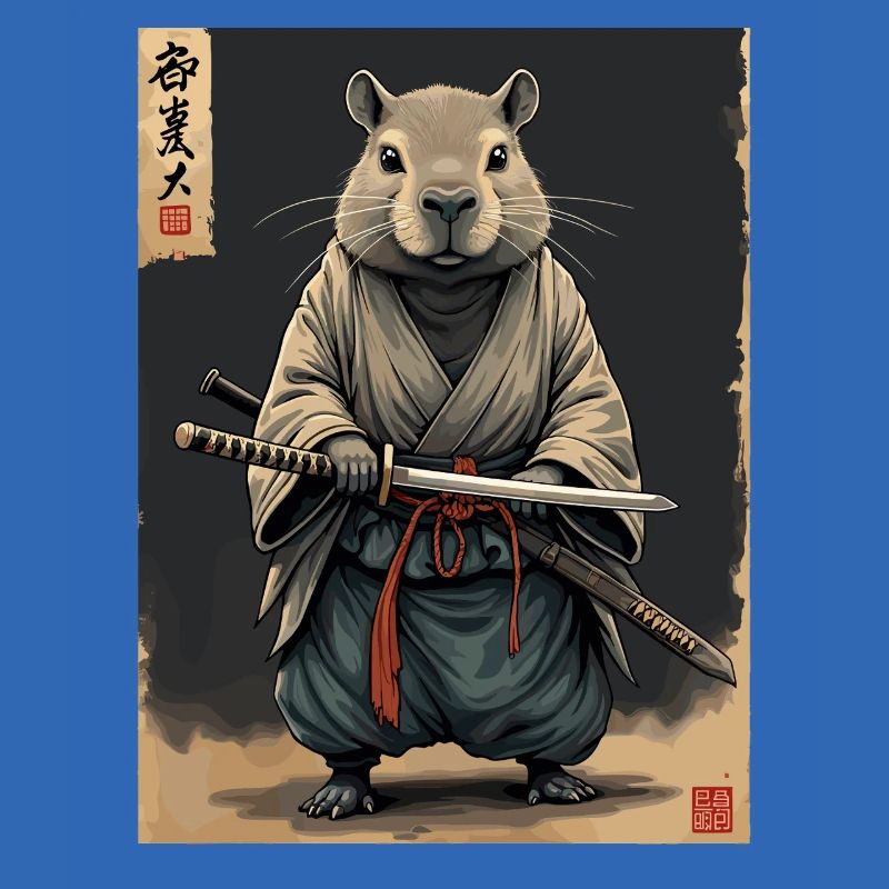 Cappibara-Samurai mit Katana