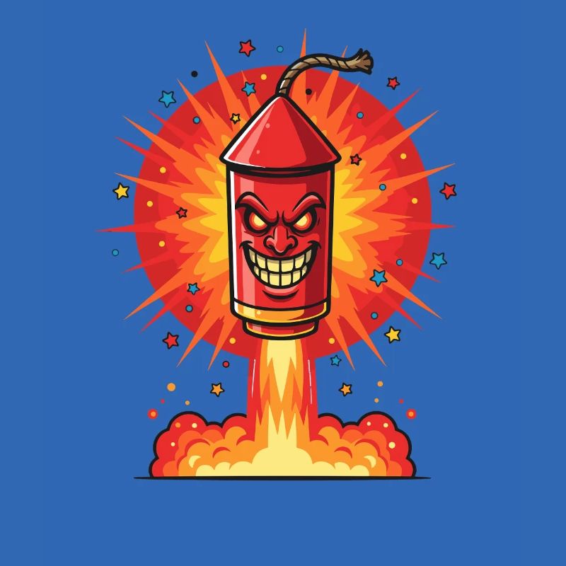 Laughing rocket in the fire