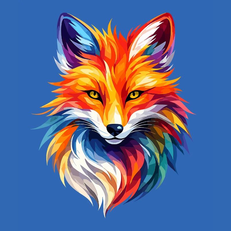 Conception colorée de polygones de renard – Art moderne de renard