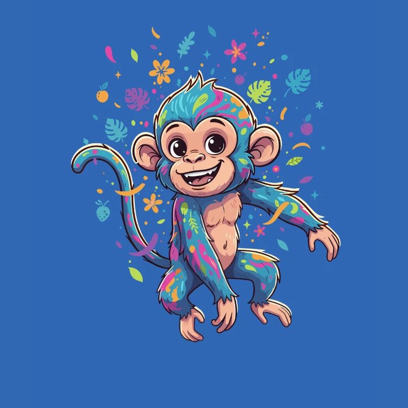 Colorful Color Monkey Splash Pattern