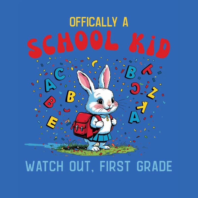 Funny school bunny design for first grader