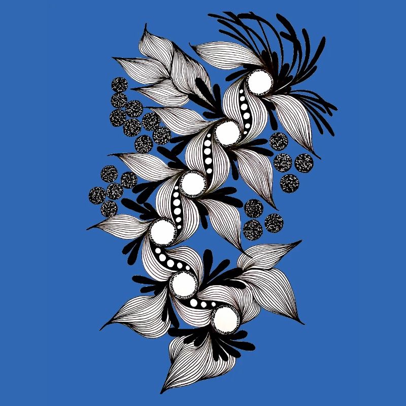 Spirale de fleurs noires et blanches