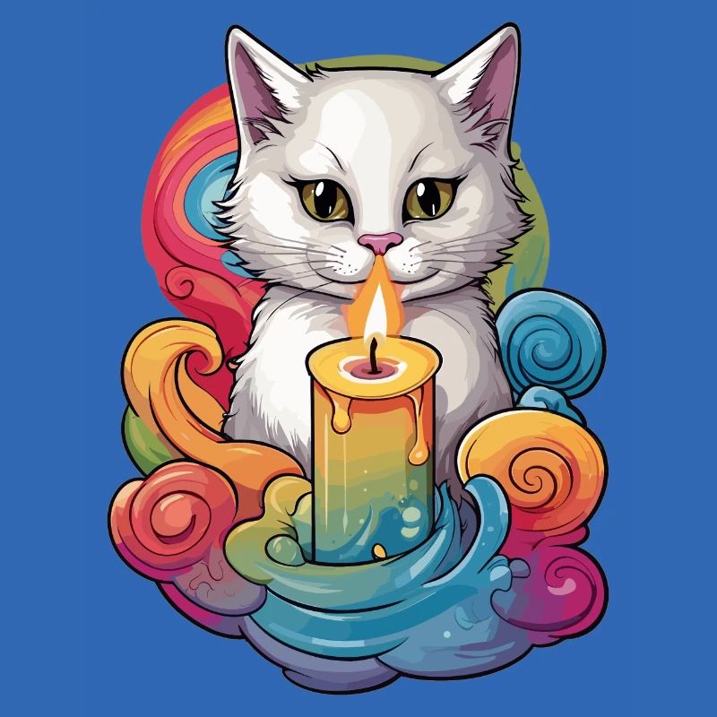 Chat avec bougie