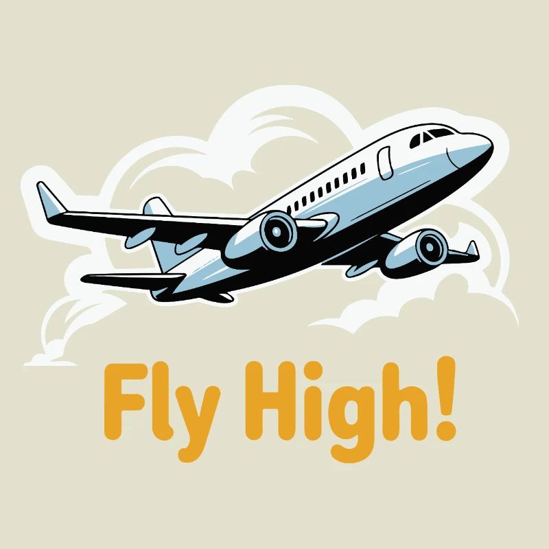 Jet in Sky Illustration Fly High
