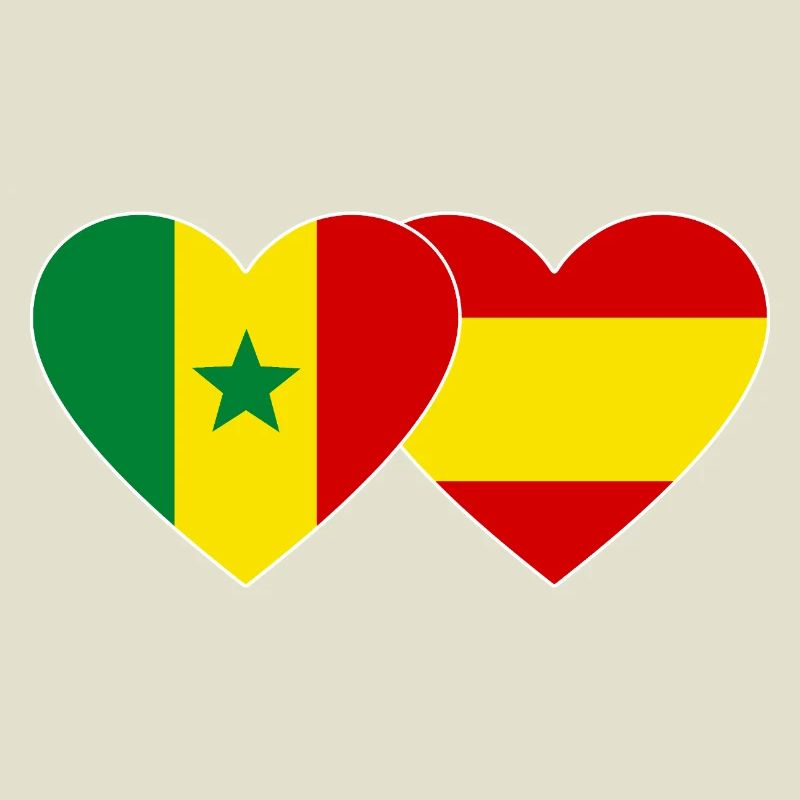 Spanien Senegal Flagge Herz