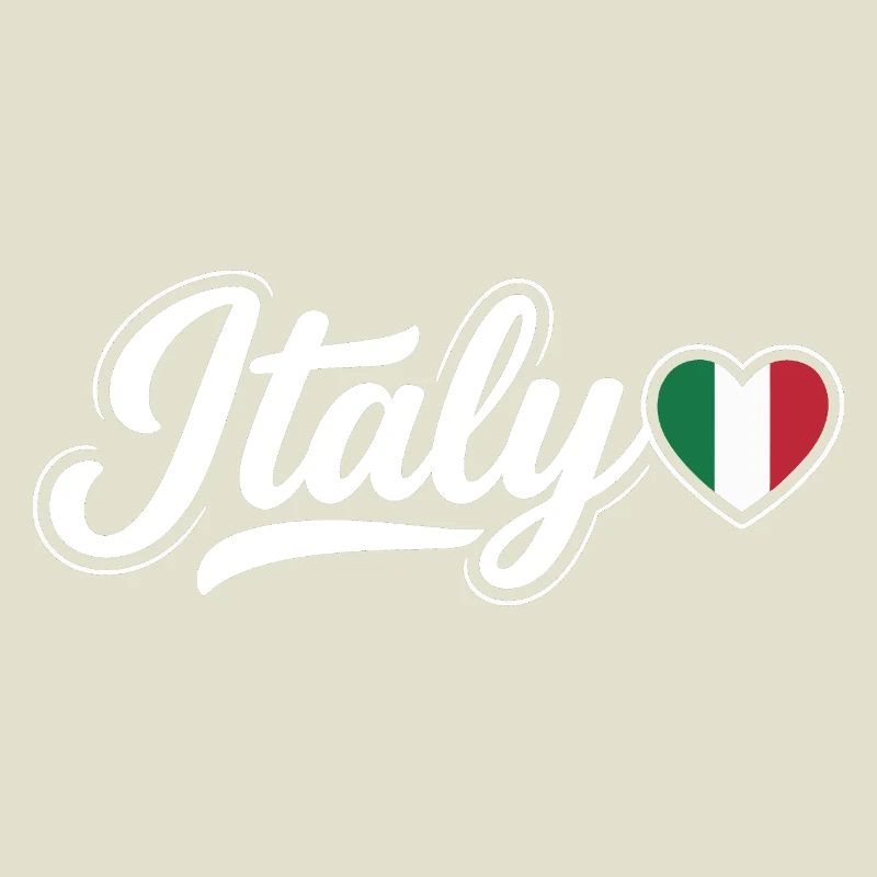 Italy Script with Flag Heart Fan Patriotic