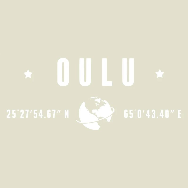 Oulu GPS Coordinates Typography White