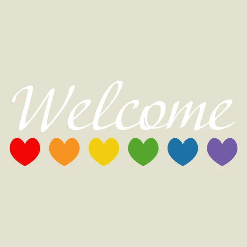 Regenbogenherzchen Welcome weiss