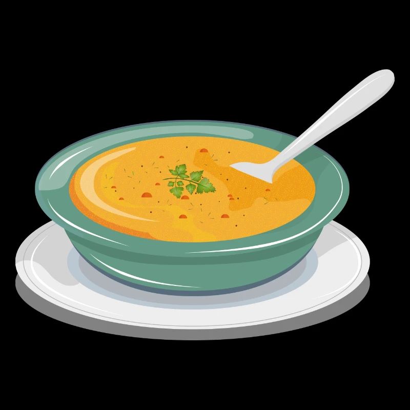 Vegetable soup in a plate with a spoon