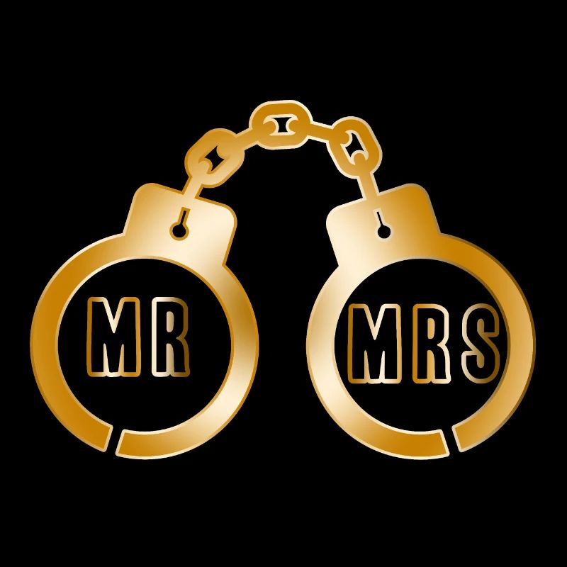 Emblème de menottes de couple doré