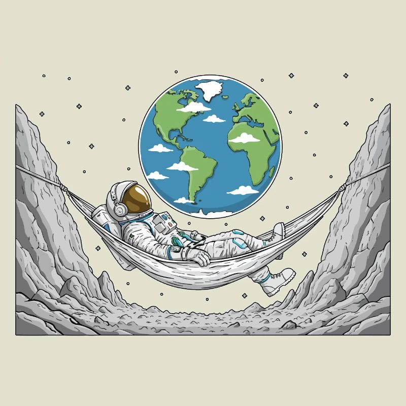 Astronaute Espace Hamac Lune Terre Repos