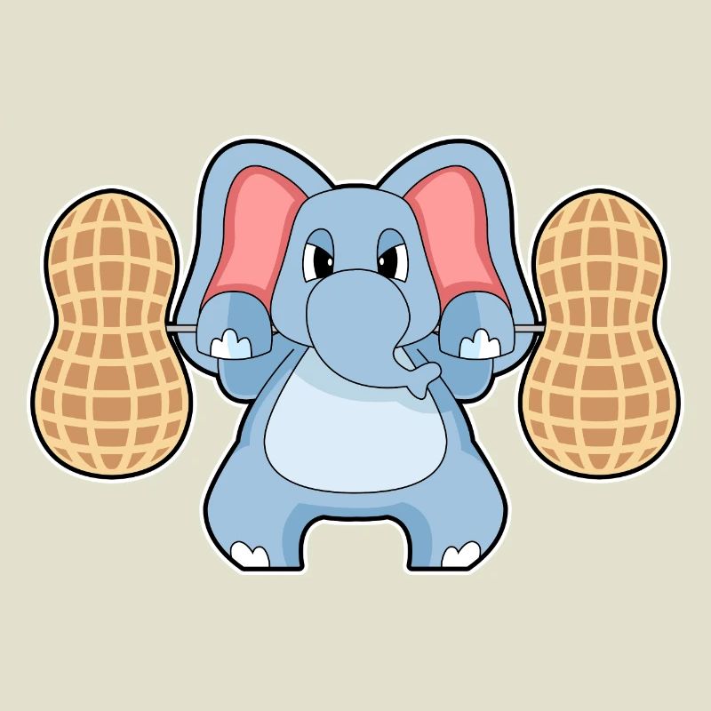 Elephant Bodybuilder Cacahuètes Musculation