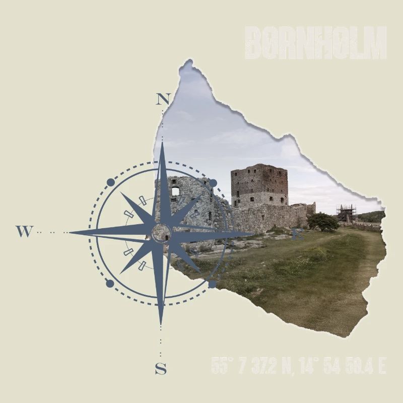 Bornholm Compass Hammershus Coordinates