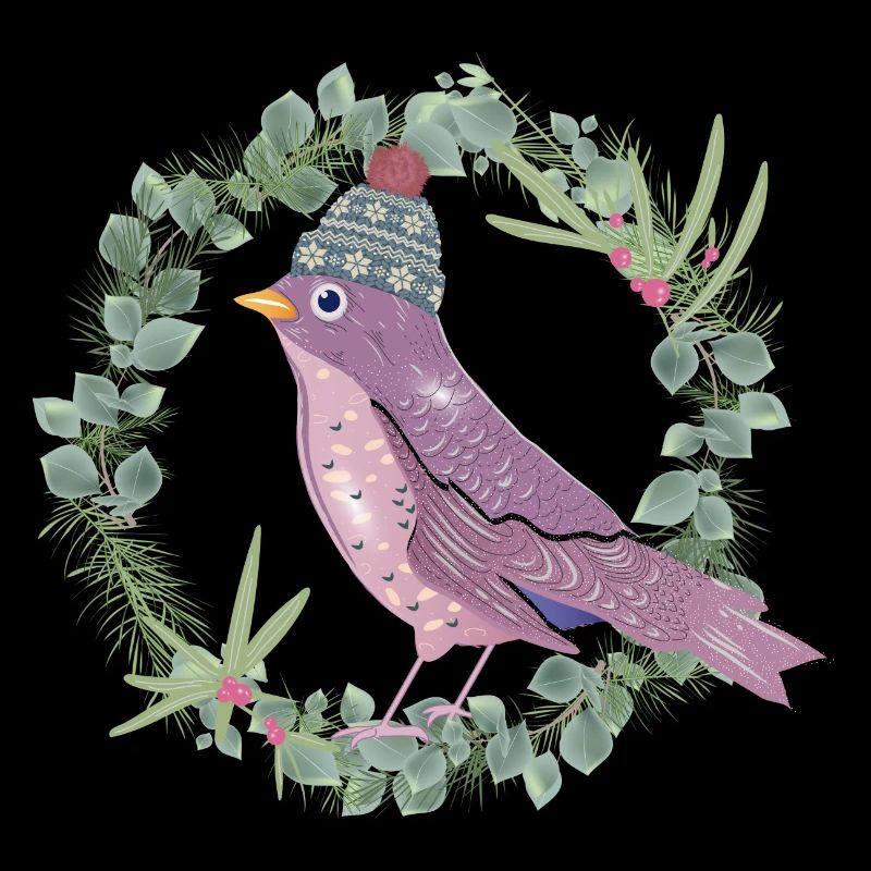 Bird with mistletoe & eucalyptus in winter mood
