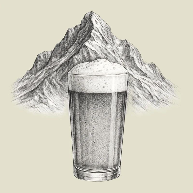 Bergblick mit Bierglas