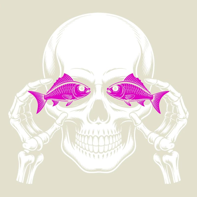 Skull and crossbones with fish