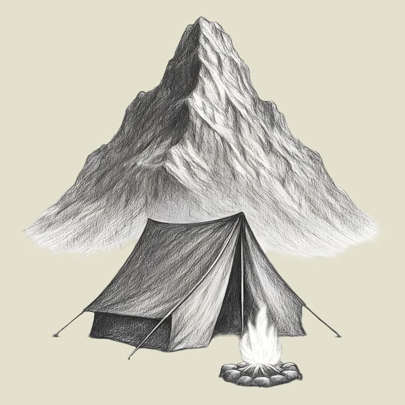 Mountain tent by the fire