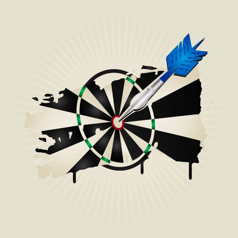 jeu de fléchettes radiant avec flèche de fléchette bleue