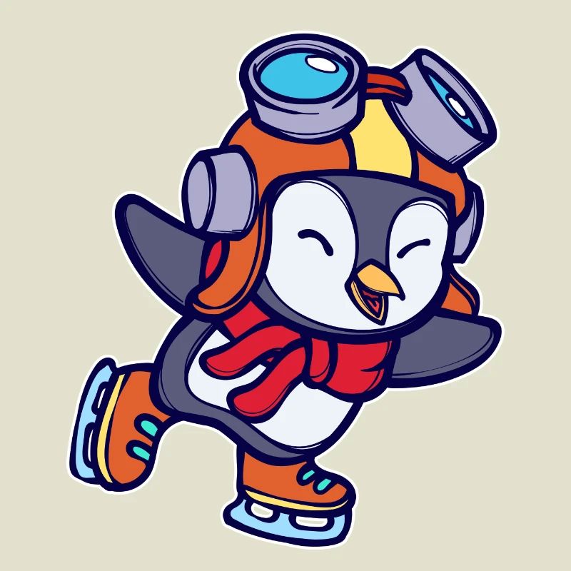 Kalt Cool Süß Vogel Pinguin Tier Eislaufen Eis