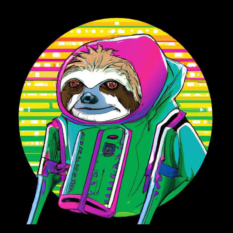 Cyber Punk Sloth - Ukiyo-e Stil.