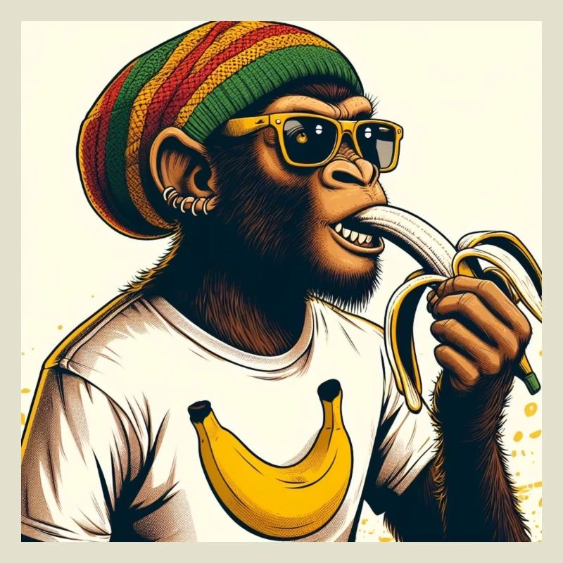Cool monkey eats banana
