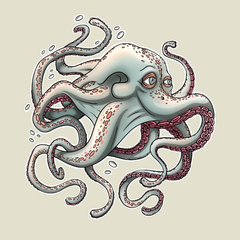 Whimsical Octopus with Dreamy Expression