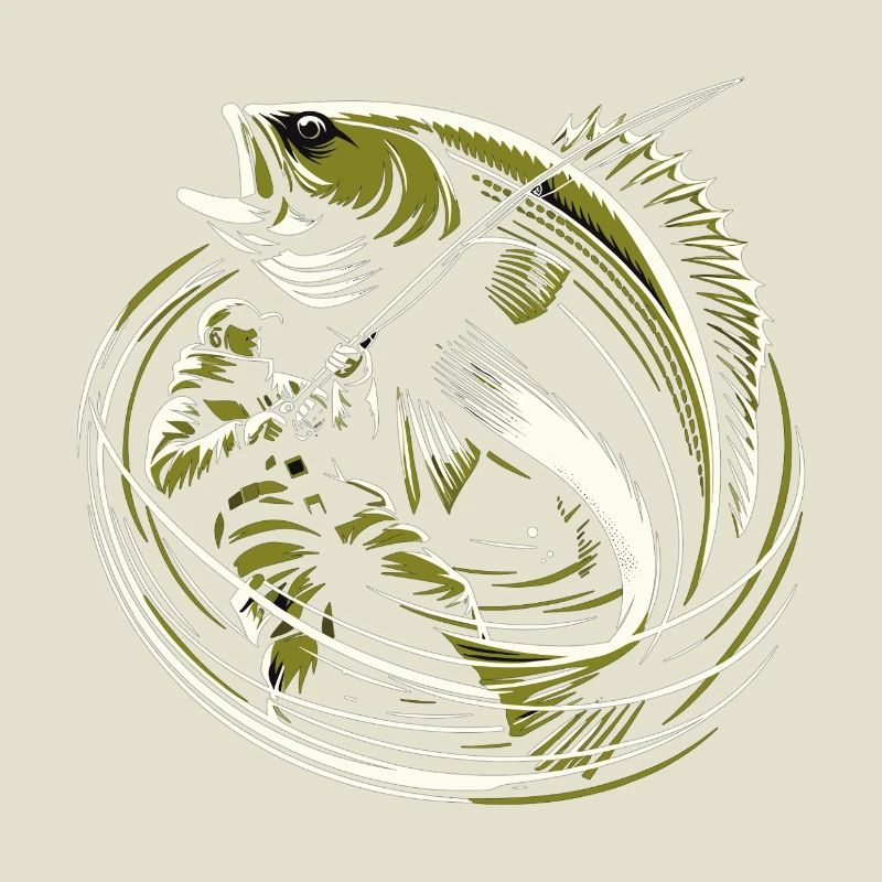 Pêche Pêcheur Morue Poisson Géant Vert Olive Cadeau