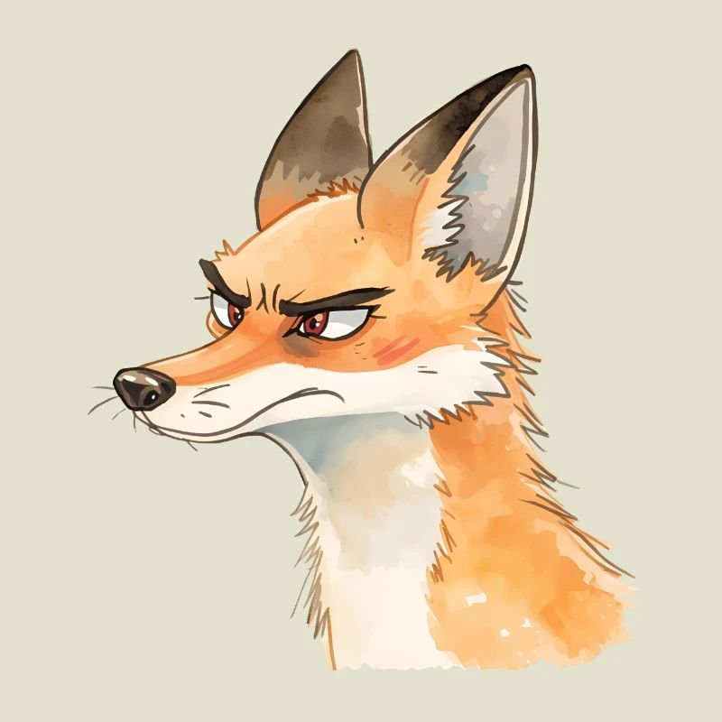 Grim Fox Aquarelle - Conception d’animaux mignons