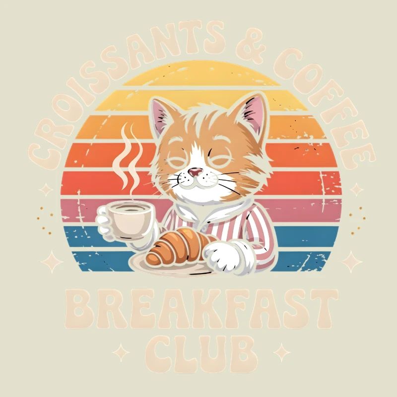Cat Retro Coffee Breakfast